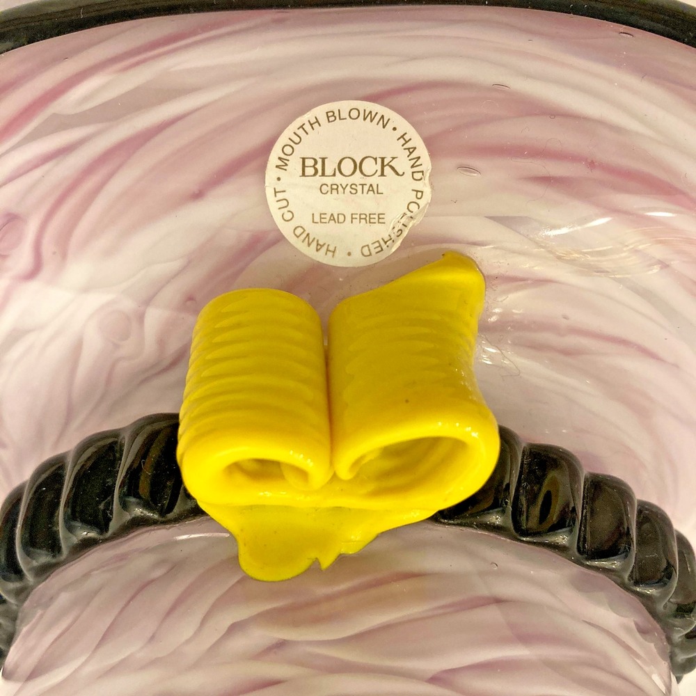 Block Crystal Mouth Blown Pink Glass Hat Bowl Hand Cut Hand Polished Lead free - Picture 3 of 14
